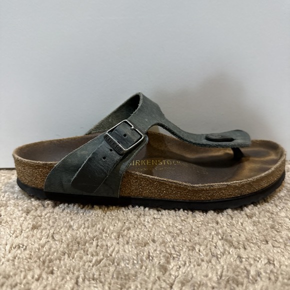 Birkenstock Gizeh Sandals Womens Size 37 Leather‎ Cork Footbed Germany Shoes - Picture 1 of 8